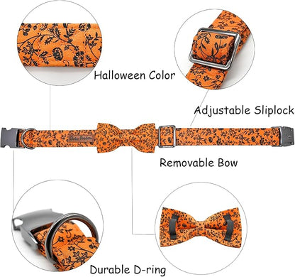 Halloween Dog Collar, Pet Collar Dog Bow Pumpkin Dogs Collar Girl Boy Holiday - Image 2