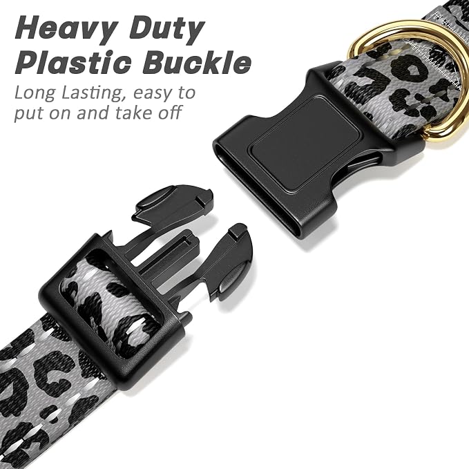 Reflective Dog Collar for Small Dogs Cats, Cute Leopard Style Adjustable - Image 4
