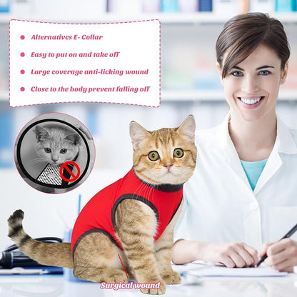 Coppthinktu Cat Recovery Suit for Abdominal Wounds or Skin Diseases, Cat Onesie - Image 2