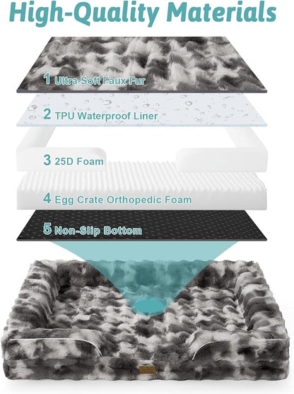 Self Warming Dog Bed for Large Size Dog, Faux Fur Orthopedic Puppy Sofa - Image 3