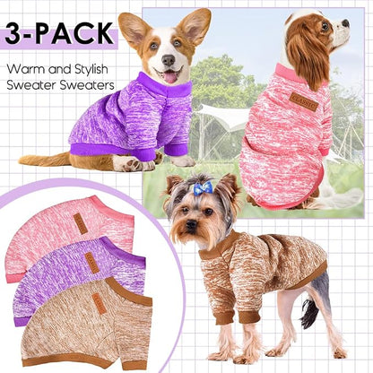 3 Pack Dog Sweaters for Small Dogs Girl Boy Winter Fleece Clothes Warm Soft Dog - Image 6