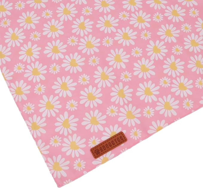 ADOGGYGO Floral Dog Bandana 2 Pack, Reversible Pink Daisy Puppy Scarf Bib - Image 6