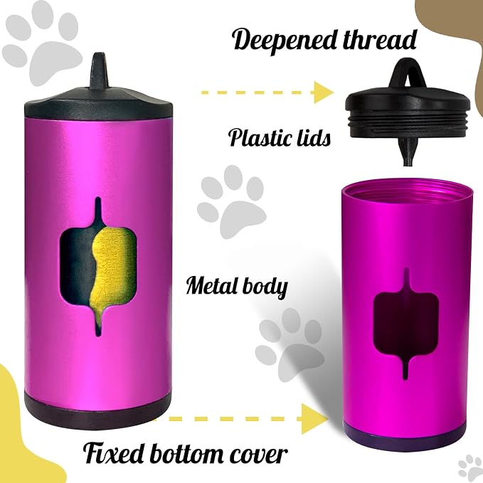 Metal Dog Poop Bag Holder w/Leash Clip|Durable Scratch-Resistant Aluminum|15 - Image 2
