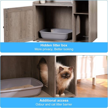 Hey-brother Cat Tree with XL Litter Box Enclosure, All-in-one Cat Tower - Image 7