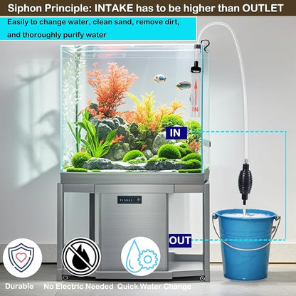 5ft-S Aquarium Siphon Vacuum Cleaner, Hand Siphon Pump Water Changer - Image 6