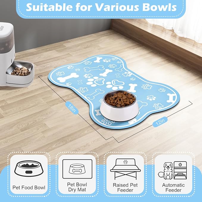 Dog Cat Mat for Food and Water, Rapid Absorbent Pet Feeding Mat, Bone Shaped - Image 6