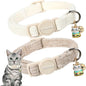 Cat Collar, 2 Pack White Hemp Cat Collars Breakaway by DOGWONG