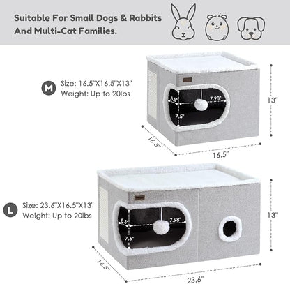 Cat Bed for Indoor Cats Cube House, Covered Cat Cave Beds & Furniture - Image 2