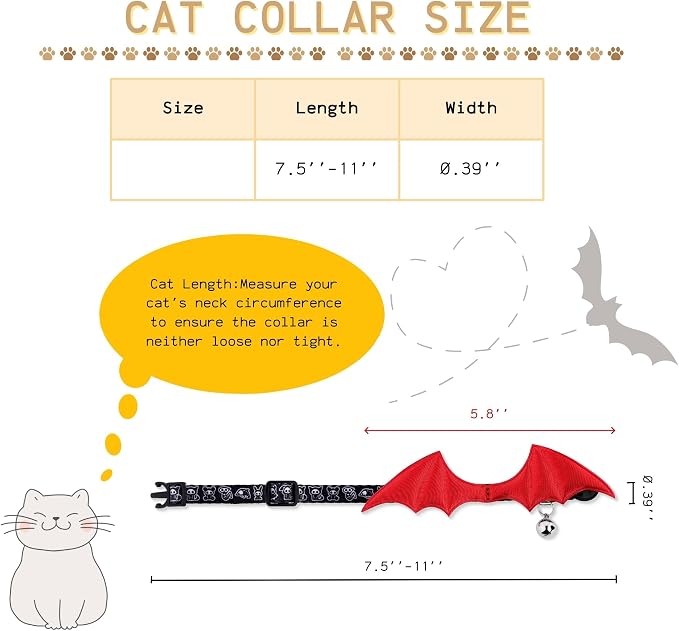 1 PC Bat Wing Cat Collar with Bell, Adjustable Kitten Collar with Safety - Image 4