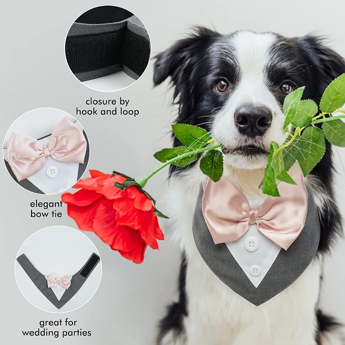 FUAMEY Dog Tuxedo for Small Dogs, Dog Formal Suit Dogs Attire Pet Bow Tie Puppy - Image 5