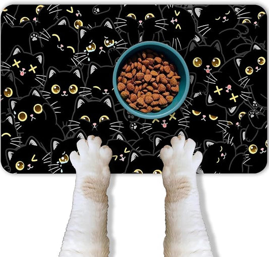 Cat Food Mat for Pet Dog Food Mat, Non-Slip Cat Pet Feeding Mats for Floor by BACDOILQ