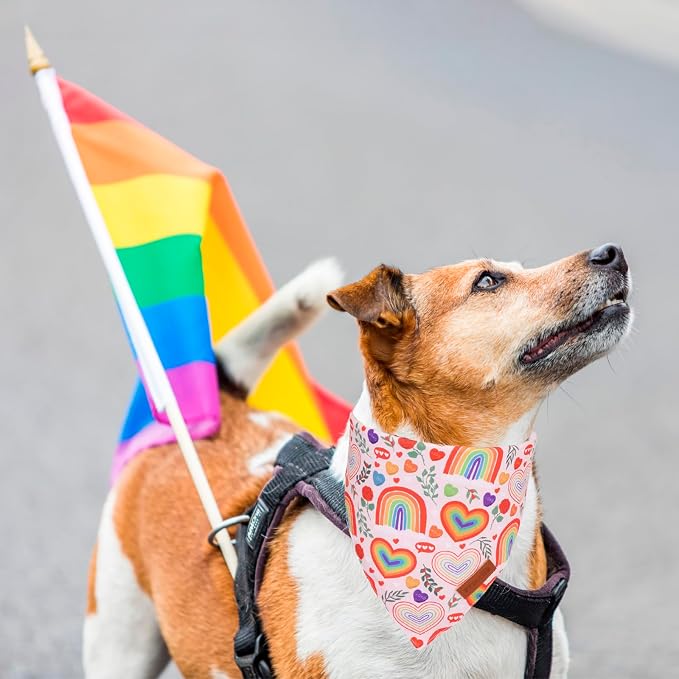 PTDECOR Rainbow Dog Bandanas Pride Day Dog Scarf Reversible Triangle LGBT+ - Image 3