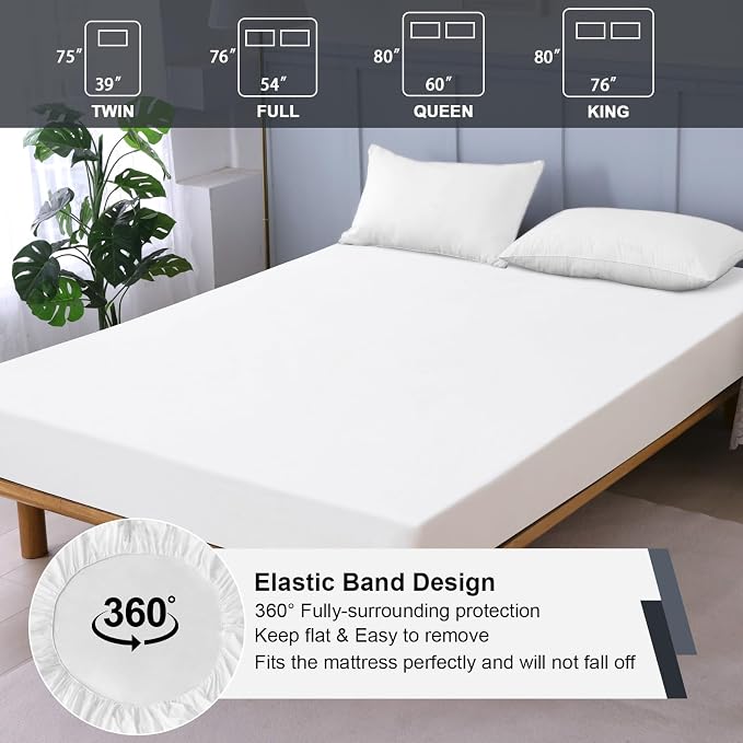 Waterproof Mattress Protector Full, Fitted Sheet Style Breathable Mattress Cover - Image 6