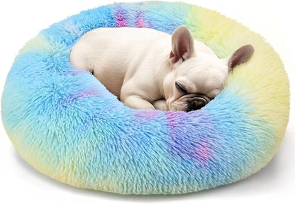 Dogs Bed for Small Dogs, Anti-Anxiety Washable Round Bed by Hoewina