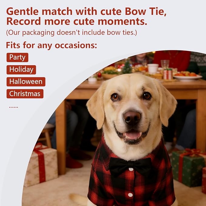 Koneseve Dog Shirt, Pet Plaid Clothes Shirt T-Shirt Sweater Matching Breathable - Image 5