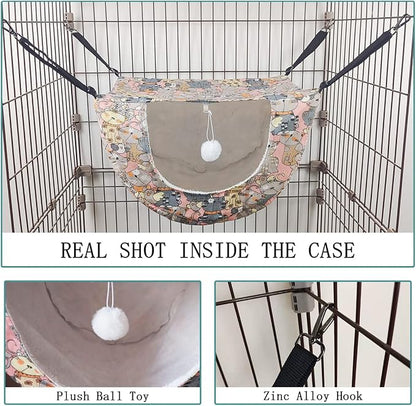 JSPYFITS Cat Cage Hammock, Double Layer Hanging Adjustable Soft Pet Bed Suitable - Image 6