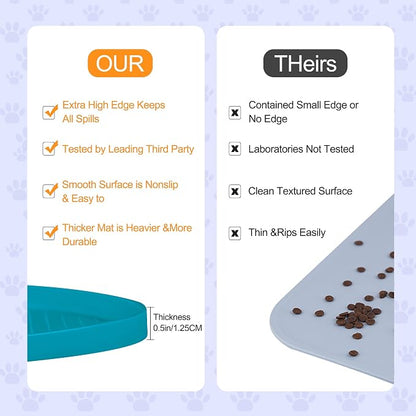 100% Waterproof 1.0" Raised Edge BPA Free Silicone Dog Food Mat, Pet Cat - Image 6