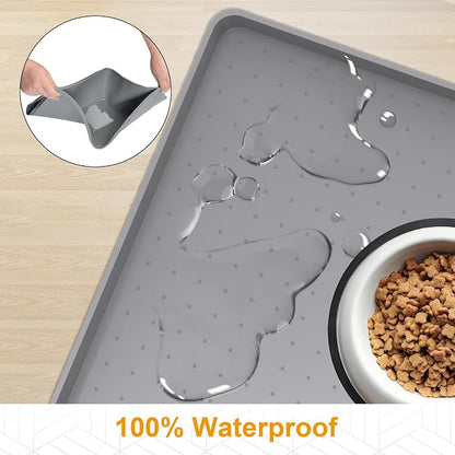 Mofason Pet Food Mat Waterproof Dog Mat 24”x16” Large – 0.5” inch Raised Edge - Image 3