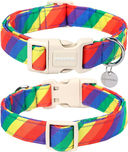 DOGWONG Rainbow Dog Collar, Soft Natural Fabric, Cute LGBTQ Puppy Necklace - Image 2
