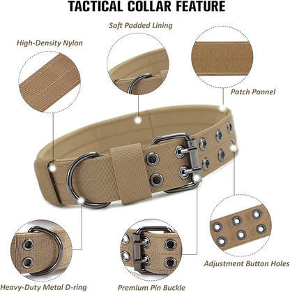 Tactical Dog Collar with Handle, Military Adjustable Heavy Duty Metal Buckle - Image 2