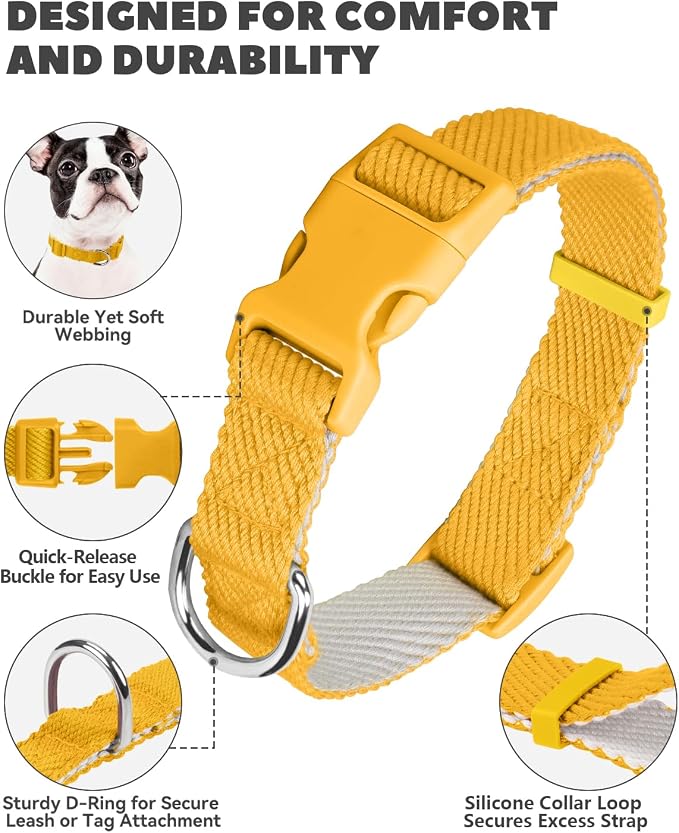 Dynmeow Soft and Breathable Cotton Dog Collar, Durable Adjustable Pet Collar - Image 2