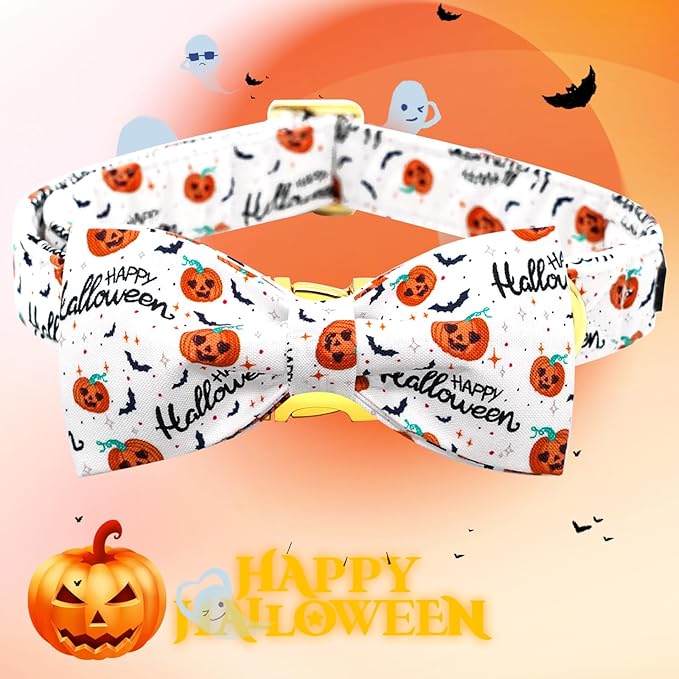 Halloween Dog Collar, Pet Collar Bow Pumpkin Pet Collar Girl Boy Holiday - Image 3