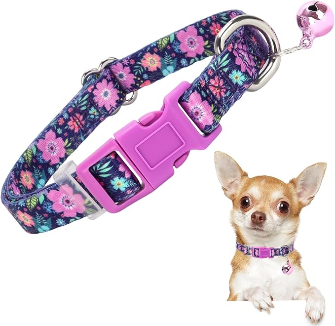 Floral Puppy Collar with Bell by ONEFOJOJO