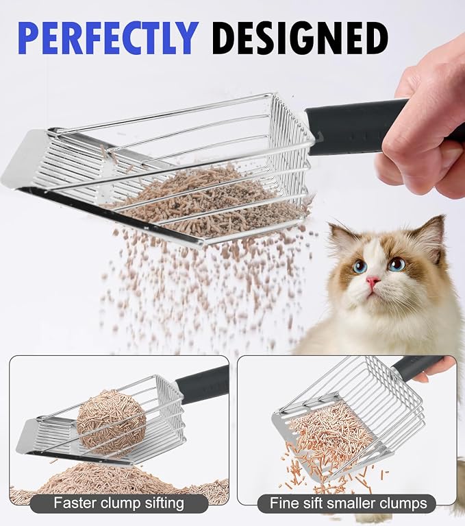 2PCS Cat Litter Scoop, Solid and Durable Kitty Metal Scooper, Stainless Steel - Image 3