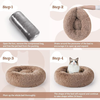 rabbitgoo Cat Beds for Indoor, 20 inches Machine Washable, Fluffy Round Pet Bed - Image 9