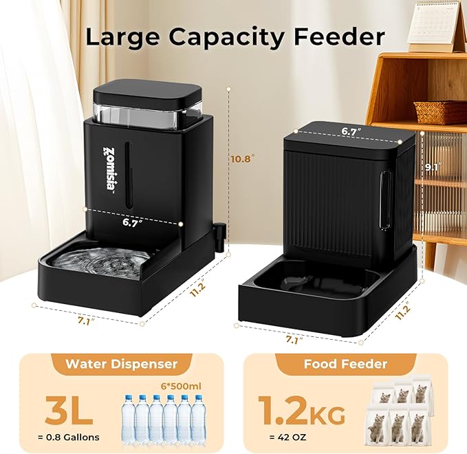 Automatic Cat Feeder and Water Dispenser Set, 2 in 1 Gravity Cat Food Dispenser - Image 2