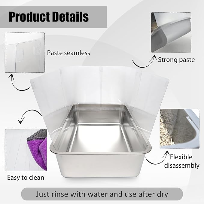 9PCS Cat Litter Box Pee Shields, Transparent Easy Clean Splash Guard - Image 3