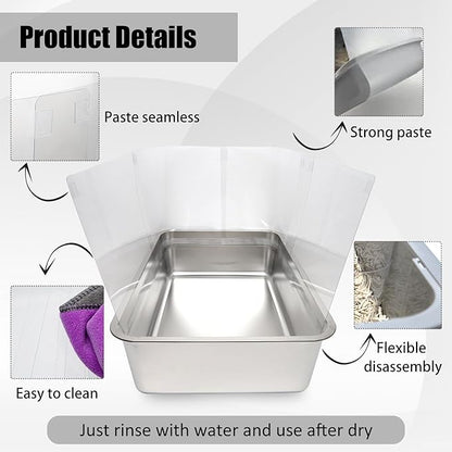 4PCS Cat Litter Box Pee Shields, Transparent Easy Clean Splash Guard - Image 3