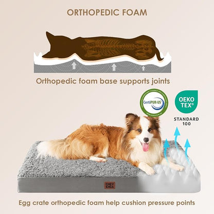 EHEYCIGA Orthopedic Foam Dog Bed, Light Grey - Image 3