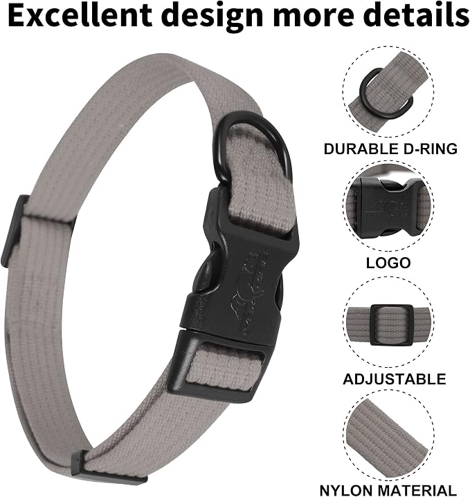 lynxking Dog Collar Soft Padded Breathable Cotton Solid Color Strong Adjustable - Image 2