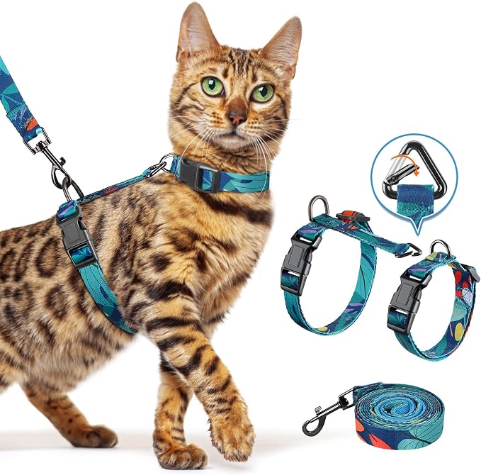 Halypet Cat Harness and Leash Set, 3-in-1 Adjustable & Lightweight, Escape-Proof by DOMoreWithYourPet