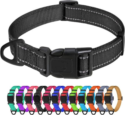 TagME Dog Collars, Adjustable Reflective Nylon Pet Collar by TagME