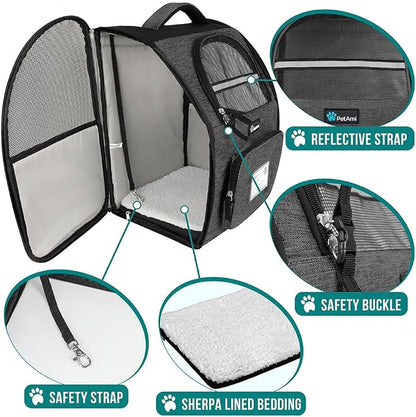 PetAmi Dog Backpack Carrier for Small Large Cat, Ventilated Pet Hiking Backpack - Image 4