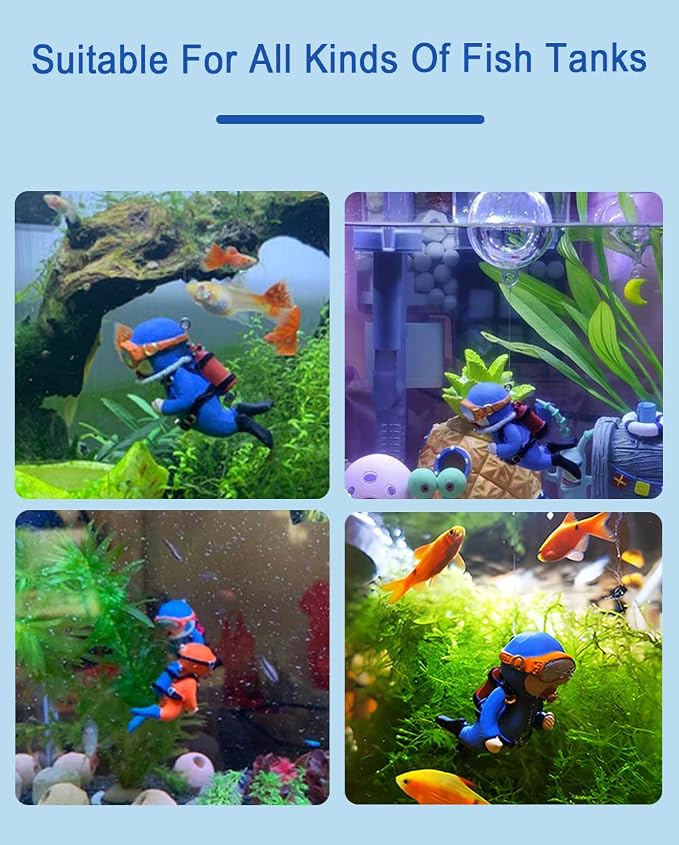 2-Pack Floating Fish Tank Decorations Little Diver Aquarium Decoration Aquarium - Image 5