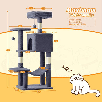 Sweetcrispy 44 Inch Cat Tree Tower, Cat Climbing Tower - Image 6