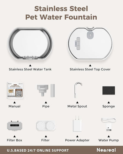 Cat Water Fountain Stainless Steel: 74oz/2.2L Cat Fountain - Image 8