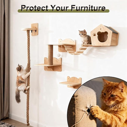 Cat Wall Shelves, DIY Wall-Mounted Cat Furniture Set - Image 6