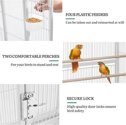 DWVO 53.9-Inch Metal Bird Cage: Large Parrot Cages - Image 4