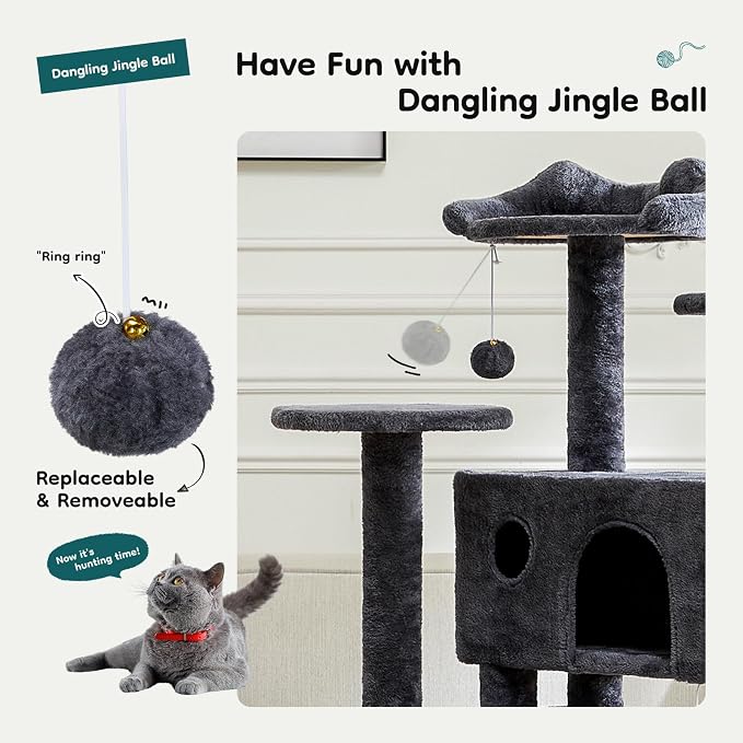 DUMOS 54-inch Indoor Cat Tree Tower –Multi-Level Pet House - Image 5