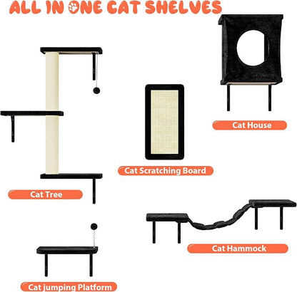 NUNU LAB Cat Wall Shelves Set, Scratching Post, Wall Shelves - Image 4