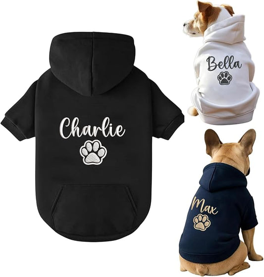Noni Personalized Name Dog Hoodie, Embroidered Puppy Sweater by Noni