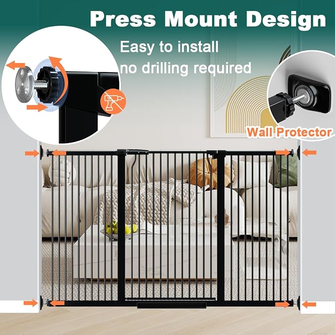 Fairy Baby 40.5" Extra Tall Baby Gate Pressure Mounted, 60.3"-65.7" Extra Wide - Image 6