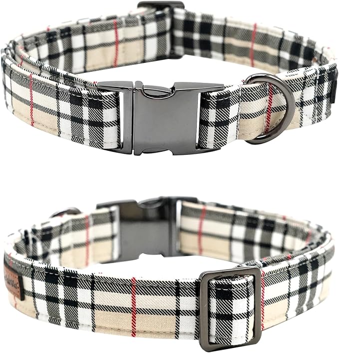 Dog Collar, Bow Dog Collar Plaid Pet Collar Dog Cute Pet Bow Soft Girl or Boy - Image 4