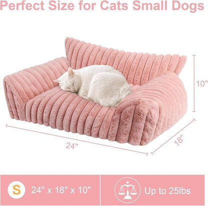 Cute Cat Couch Bed for Indoor Cats, Fluffy Pet Cat Sofa - Image 5
