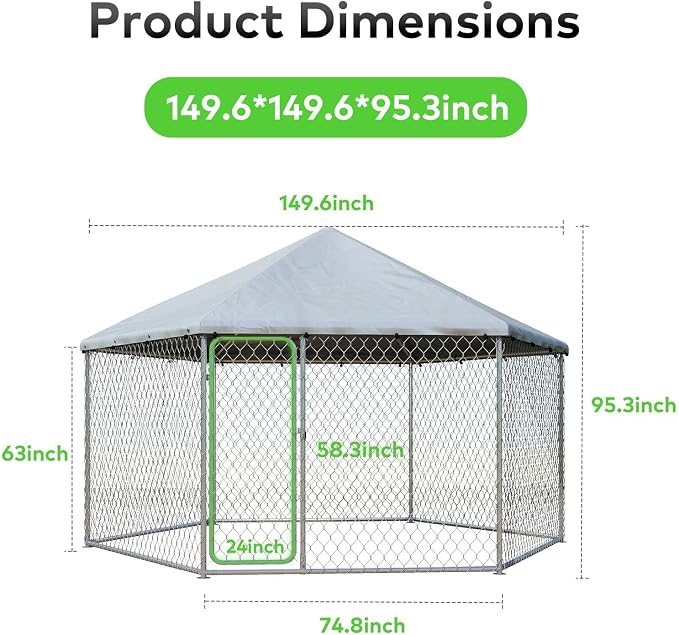 12x12 Outdoor Dog Kennel Outside Heavy Duty Dog Enclosure - Image 6
