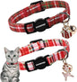 2 Pack Christmas Plaid Cat Collars Breakaway by DOGWONG